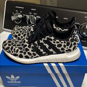 Adidas Originals Black and White Animal Print Sneakers